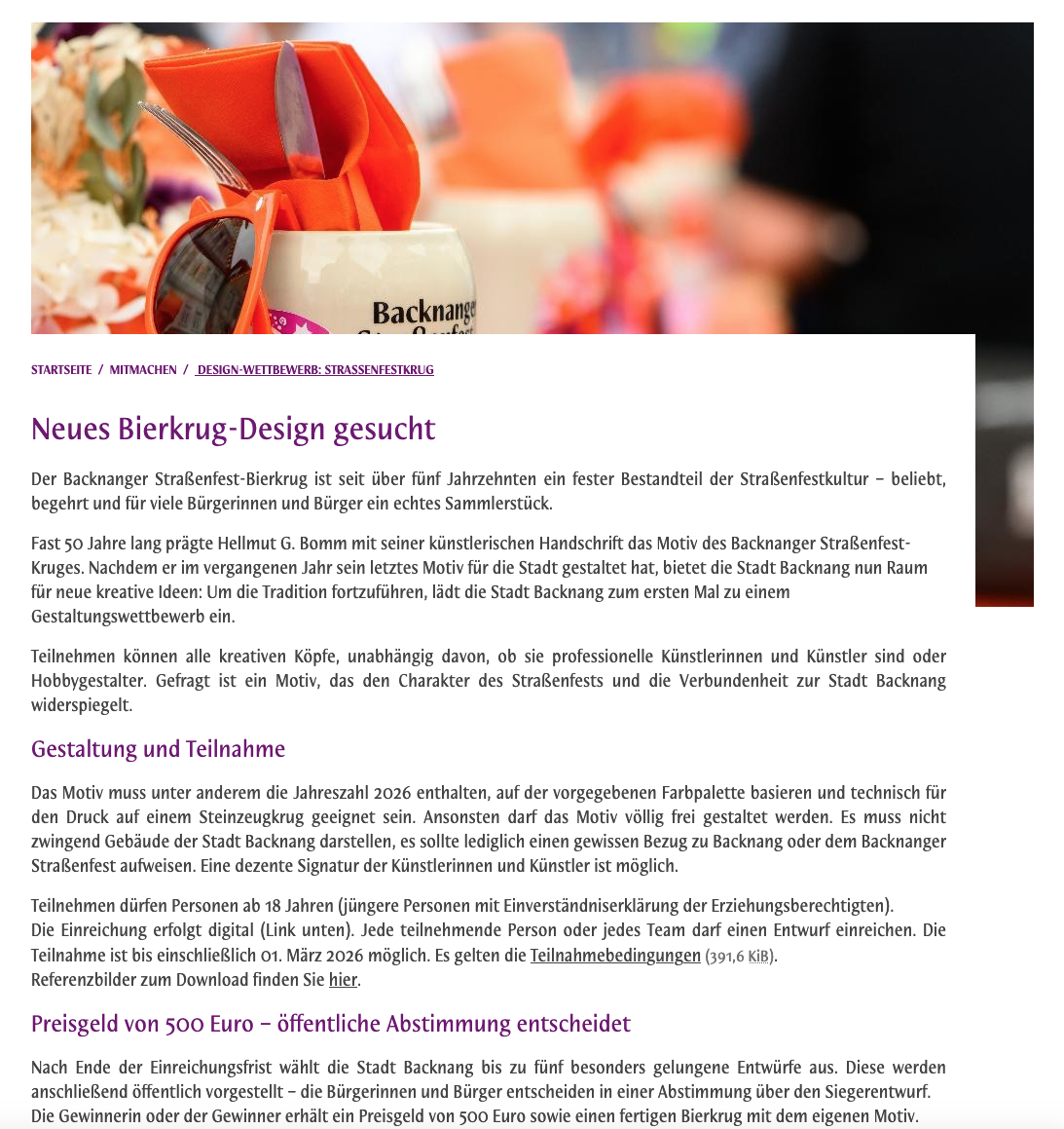 Backnanger Straßenfest-Bierkrug